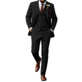 Aowdoy Retro Herringbone Tweed Suit 3 Pieces Mens Suit Slim Fit Formal Party Suit Jacket Vest Pants Bussiness Suit for Men Black 3XL