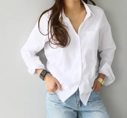 Women's Long Sleeve Solid Color Button-Up Shirt