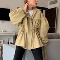 Trendy Women's Button-Up Casual Jacket in Camel Color