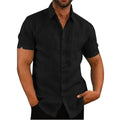 Men's Short Sleeve Polo Collar Button-Up Shirt