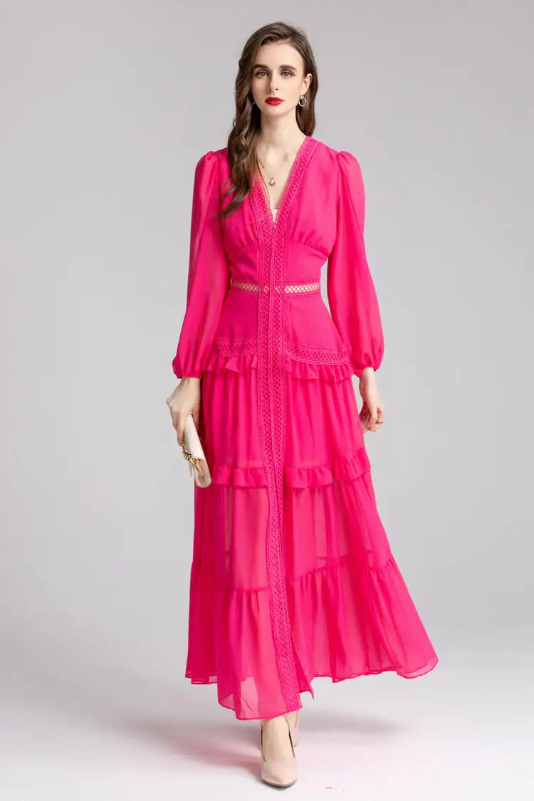 Women's Slim Fit Hollow Waisted Long Dress