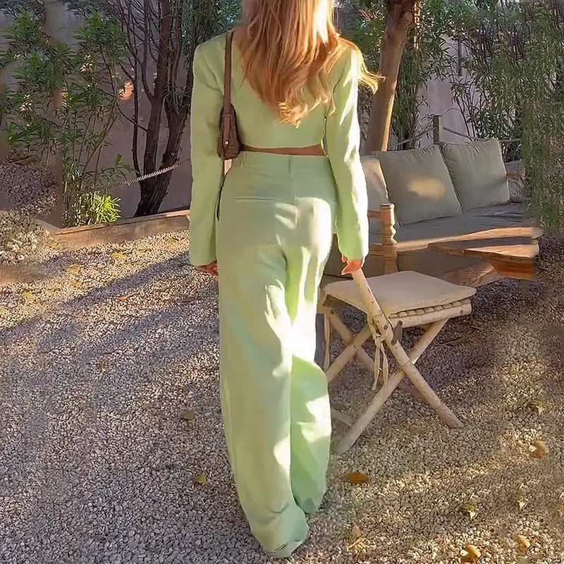Fashionable Women's Autumn Button-Up Long Sleeve Set
