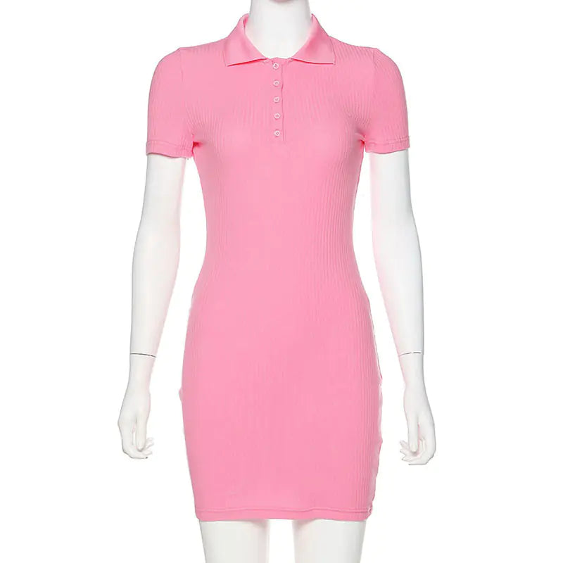 2020 Summer Women's Fashion Button-Up Short Sleeve Dress