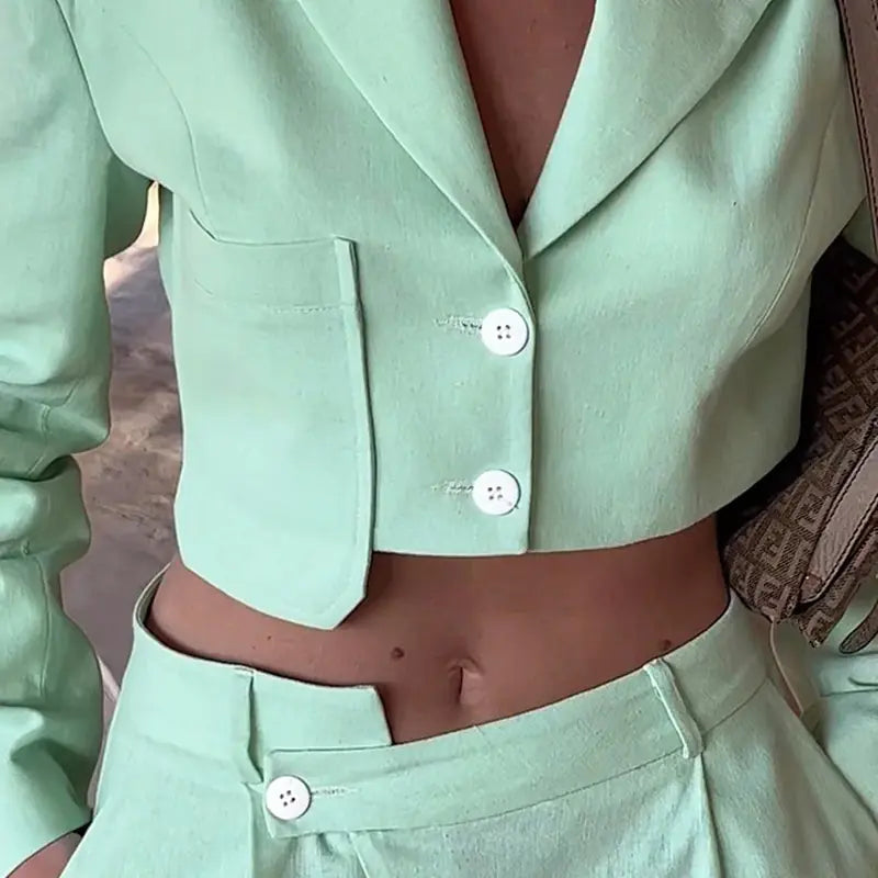 Fashionable Women's Autumn Button-Up Long Sleeve Set