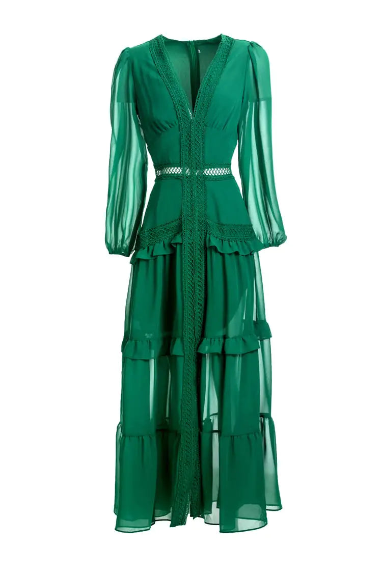 Women's Slim Fit Hollow Waisted Long Dress