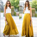 Versatile High Waist Pleated Chiffon Long Dress