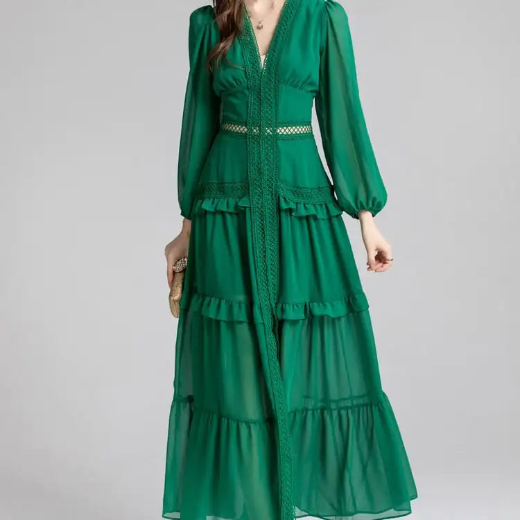 Women's Slim Fit Hollow Waisted Long Dress