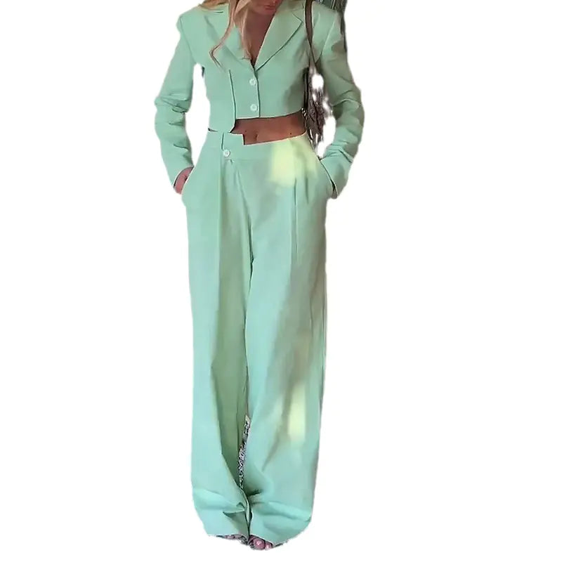 Fashionable Women's Autumn Button-Up Long Sleeve Set