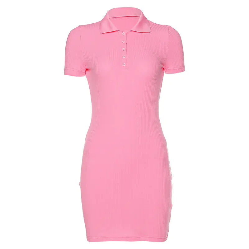 2020 Summer Women's Fashion Button-Up Short Sleeve Dress