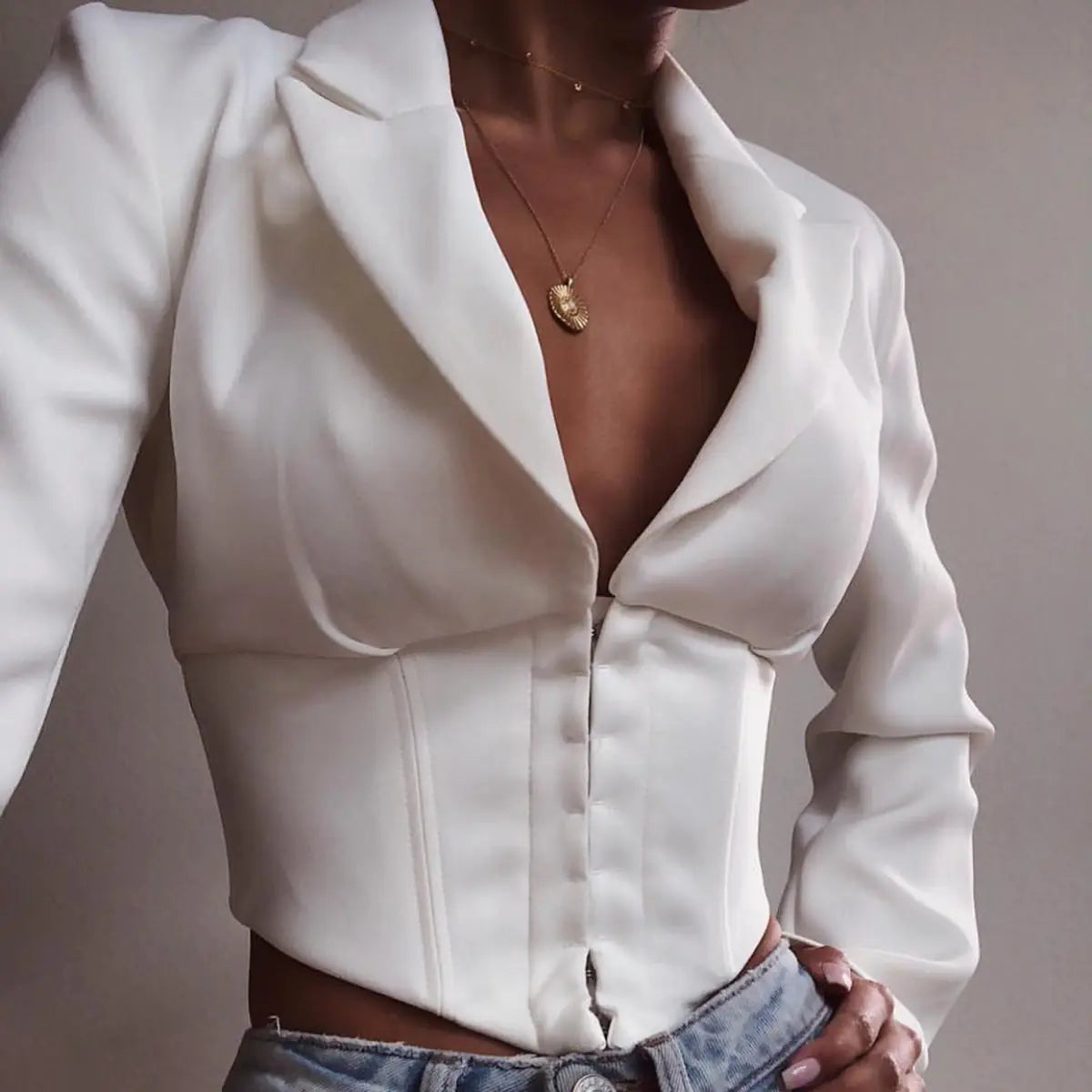 European Style Women's Long Sleeve Button-Up Shirt