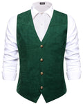 Hi-Tie Western Cowboy Vest for Men Suit Vest Dress Waistcoat Formal Vest 2 Pocket Slim Fit Casual Party Gathering Farm StyleGreenMedium