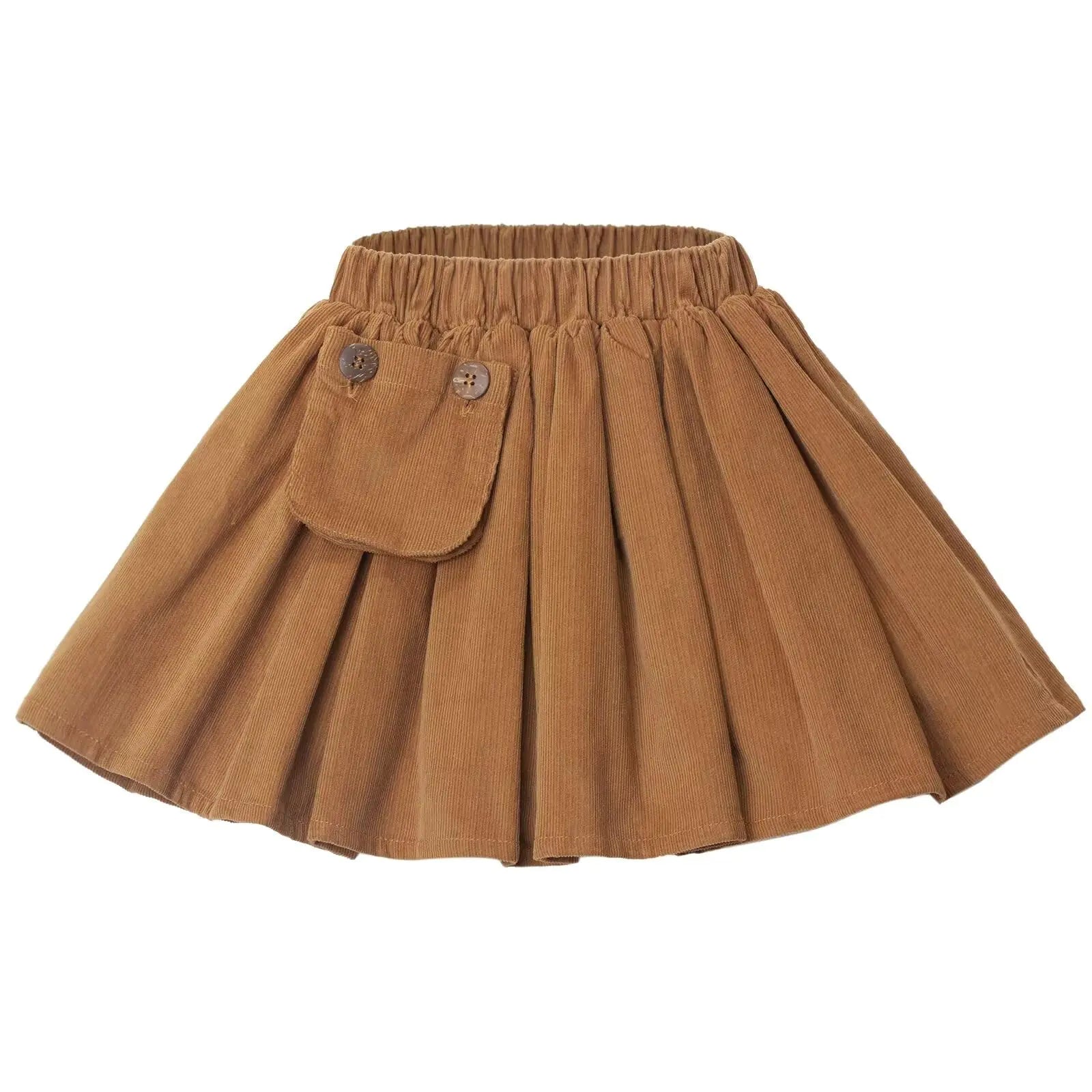 WELAKEN Girls Corduroy Skirts with Detachable Pocket Lined Mini Skirts for Toddler & Kids