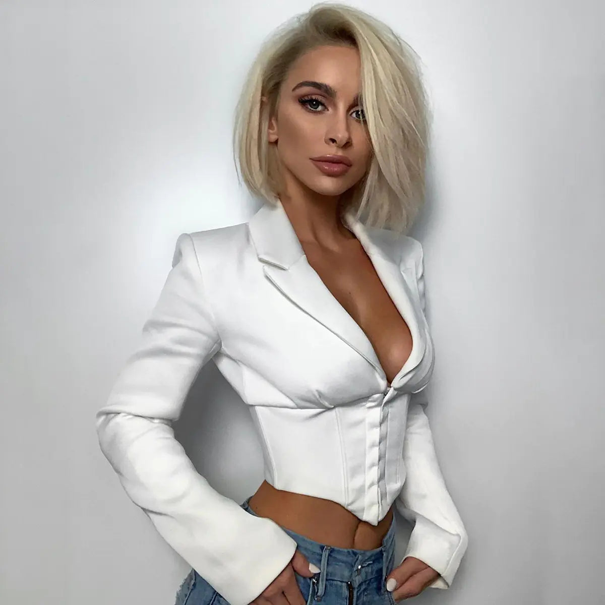 European Style Women's Long Sleeve Button-Up Shirt